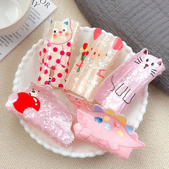 Wholesale Acrylic Animalprinted Lovely Women's Cat And Shark Hair Clips