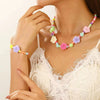 Wholesale Acrylic Beaded Flower Heart Water Drop Bell Handmade Necklace Bracelet Twopiece Set For Women