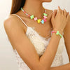 Wholesale Acrylic Beaded Flower Heart Water Drop Bell Handmade Necklace Bracelet Twopiece Set For Women