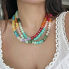 Wholesale Acrylic Beaded Geometric Style Handmade Clavicle Necklace With Metal Spring Buckle