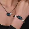 Wholesale Acrylic Beads Leather Rope Handmade Geometric Cute Kitten Luminous Couple Necklace And Bracelet Accessories