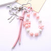 Wholesale Acrylic Bird's Nest Beaded Mobile Phone Pendant With Pu Leather Rope And Bow Semi Manual Crafted