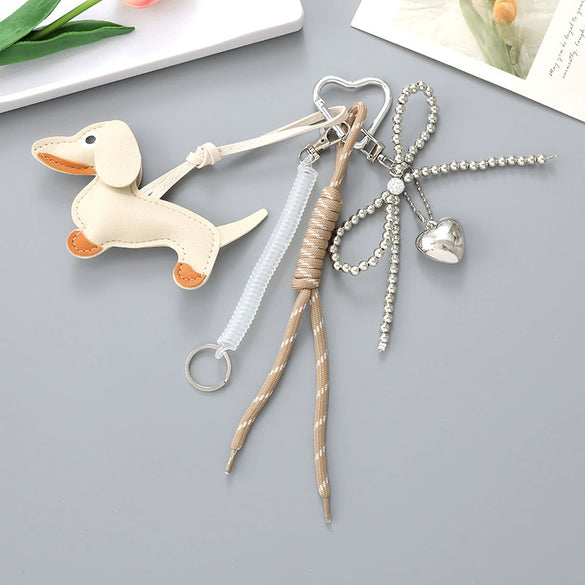 Wholesale Acrylic Bird's Nest Beaded Mobile Phone Pendant With Pu Leather Rope And Bow Semi Manual Crafted