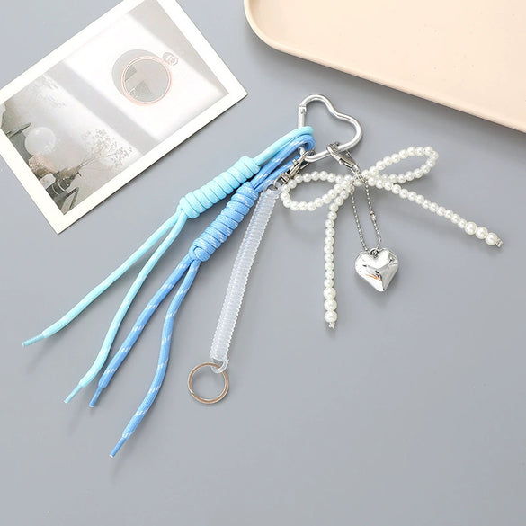 Wholesale Acrylic Bird's Nest Beaded Mobile Phone Pendant With Pu Leather Rope And Bow Semi Manual Crafted