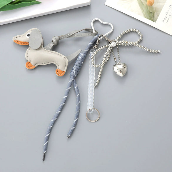 Wholesale Acrylic Bird's Nest Beaded Mobile Phone Pendant With Pu Leather Rope And Bow Semi Manual Crafted