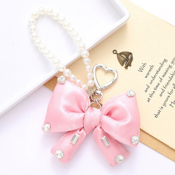 Wholesale Acrylic Bird's Nest Beaded Mobile Phone Pendant With Pu Leather Rope And Bow Semi Manual Crafted