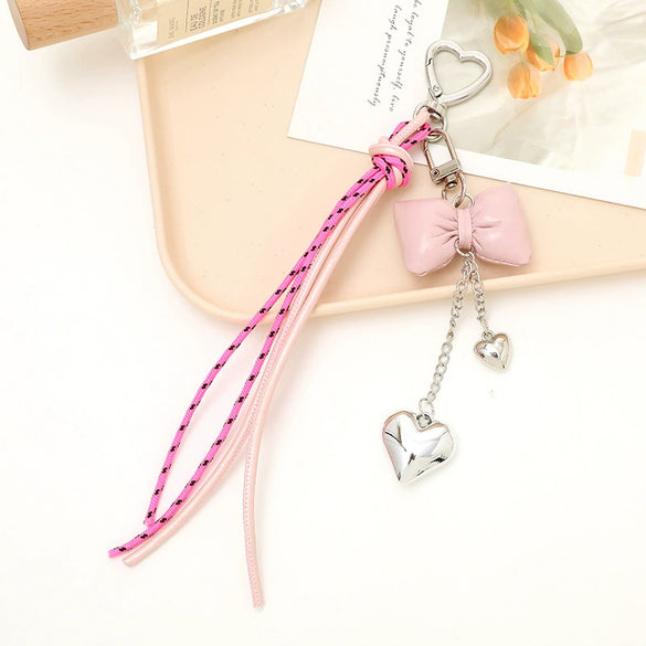 Wholesale Acrylic Bird's Nest Beaded Mobile Phone Pendant With Pu Leather Rope And Bow Semi Manual Crafted