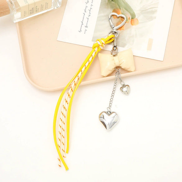 Wholesale Acrylic Bird's Nest Beaded Mobile Phone Pendant With Pu Leather Rope And Bow Semi Manual Crafted