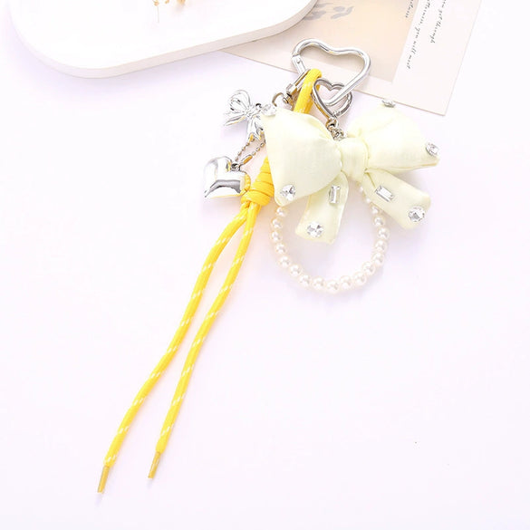 Wholesale Acrylic Bird's Nest Beaded Mobile Phone Pendant With Pu Leather Rope And Bow Semi Manual Crafted