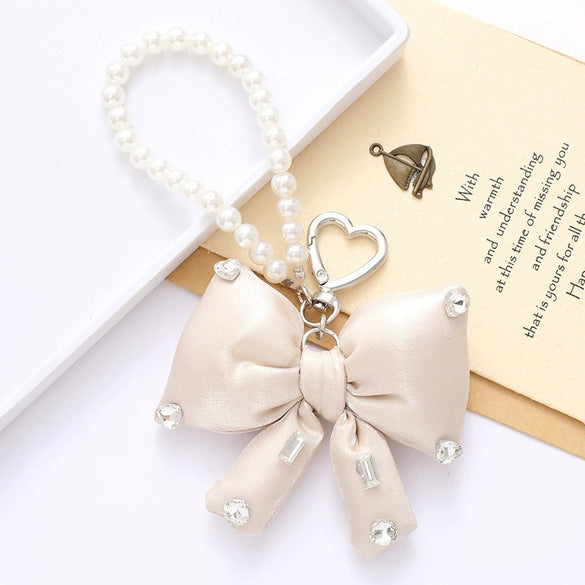 Wholesale Acrylic Bird's Nest Beaded Mobile Phone Pendant With Pu Leather Rope And Bow Semi Manual Crafted