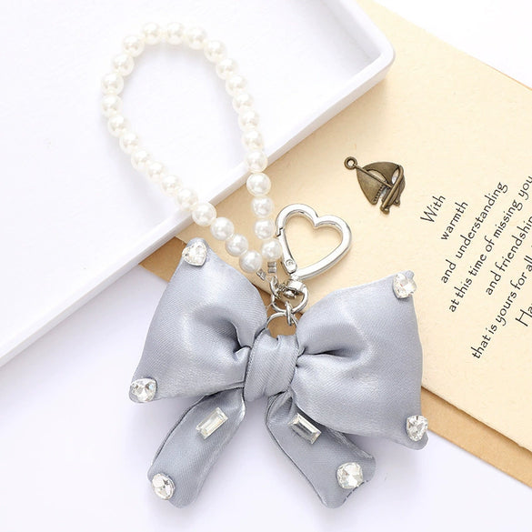 Wholesale Acrylic Bird's Nest Beaded Mobile Phone Pendant With Pu Leather Rope And Bow Semi Manual Crafted