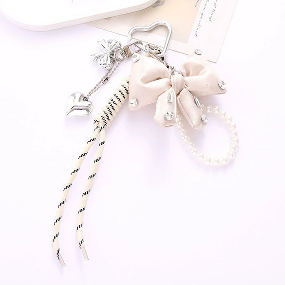 Wholesale Acrylic Bird's Nest Beaded Mobile Phone Pendant With Pu Leather Rope And Bow Semi Manual Crafted