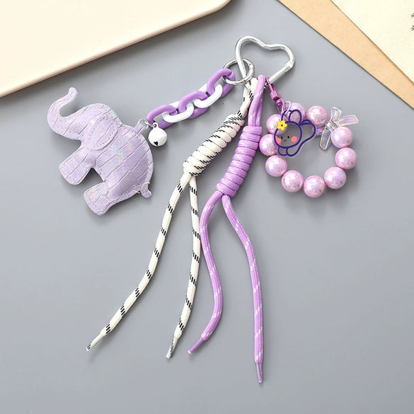 Wholesale Acrylic Bird's Nest Beaded Mobile Phone Pendant With Pu Leather Rope And Bow Semi Manual Crafted