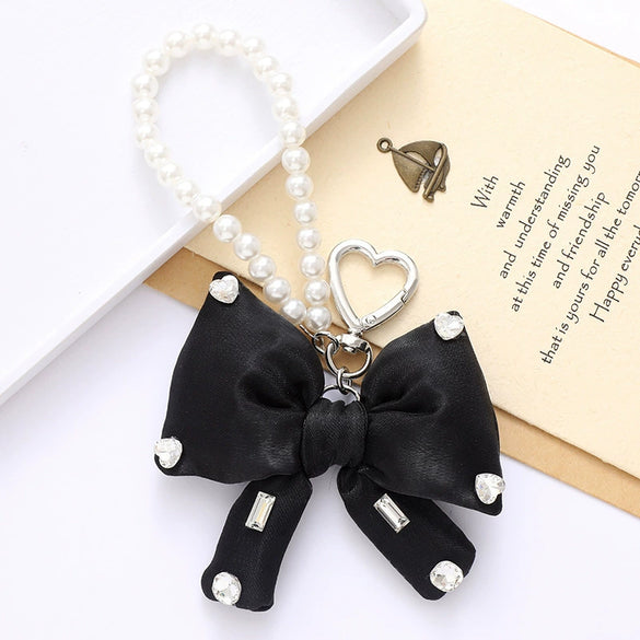 Wholesale Acrylic Bird's Nest Beaded Mobile Phone Pendant With Pu Leather Rope And Bow Semi Manual Crafted