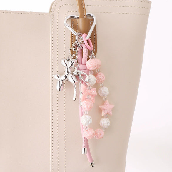 Wholesale Acrylic Bird's Nest Beaded Mobile Phone Pendant With Pu Leather Rope And Bow Semi Manual Crafted