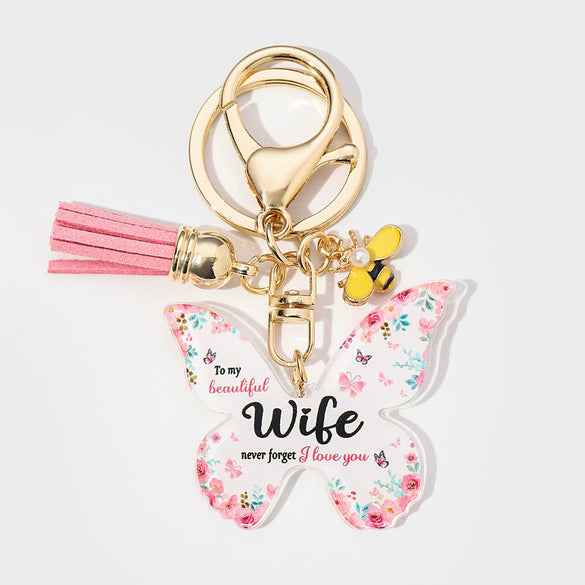 Wholesale Acrylic Butterfly Shape Pendant Key Chain