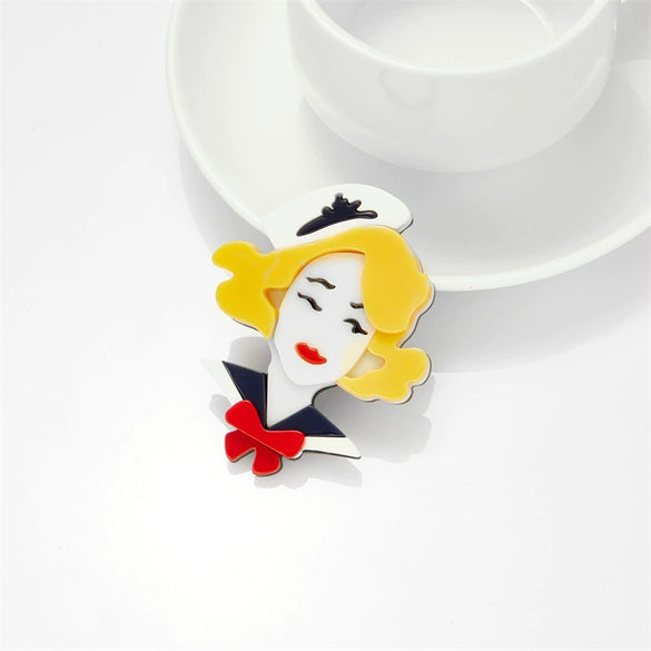 Wholesale Acrylic Cartoon Character Printed Jewelry Brooch For Women