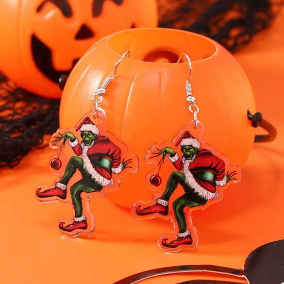 Wholesale Acrylic Cartoon Geometric Christmas Earrings For Women