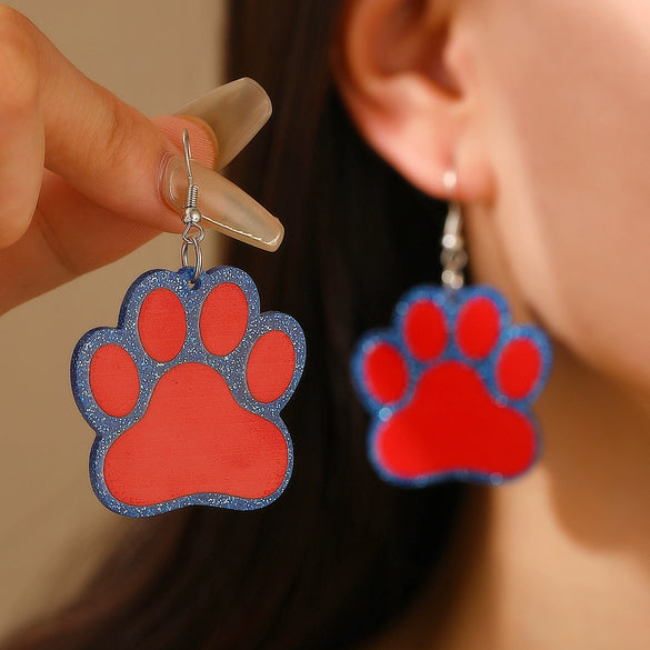 Wholesale Acrylic Cat Claw Pendant Earrings Engraved Animal Pattern For Women