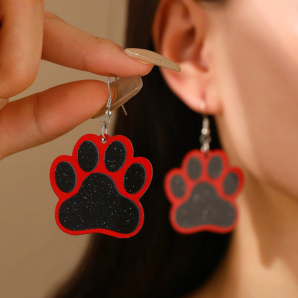 Wholesale Acrylic Cat Claw Pendant Earrings Engraved Animal Pattern For Women