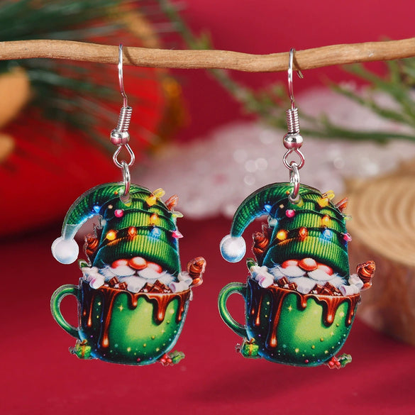 Wholesale Acrylic Christmas Cartoon Snowhouse Snowman Elk Doublesided Earrings