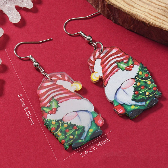 Wholesale Acrylic Christmas Cartoon Snowhouse Snowman Elk Doublesided Earrings