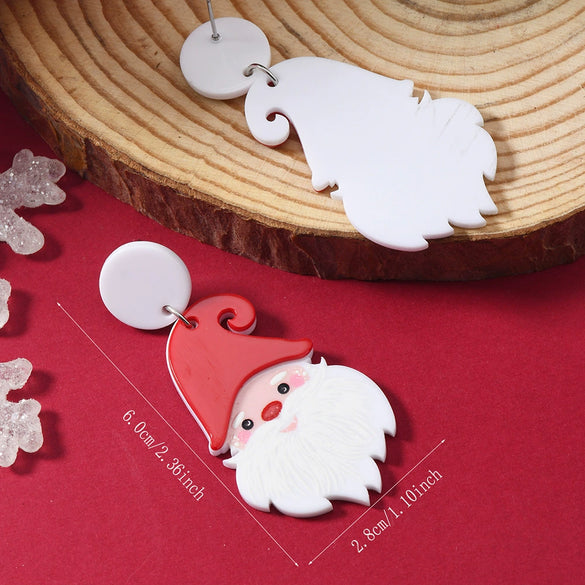 Wholesale Acrylic Christmas Earrings With Geometric Pattern And Festive Elements