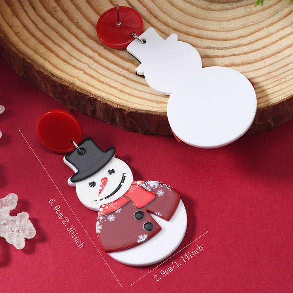 Wholesale Acrylic Christmas Earrings With Geometric Pattern And Festive Elements