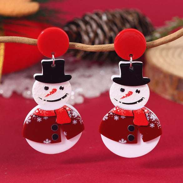 Wholesale Acrylic Christmas Earrings With Geometric Pattern And Festive Elements