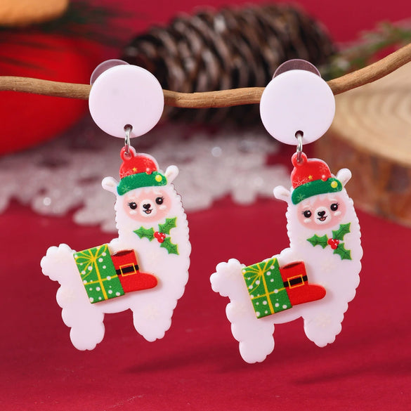 Wholesale Acrylic Christmas Earrings With Geometric Pattern And Festive Elements