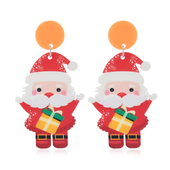 Wholesale Acrylic Christmas Earrings With Geometric Pattern And Festive Elements