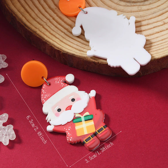 Wholesale Acrylic Christmas Earrings With Geometric Pattern And Festive Elements