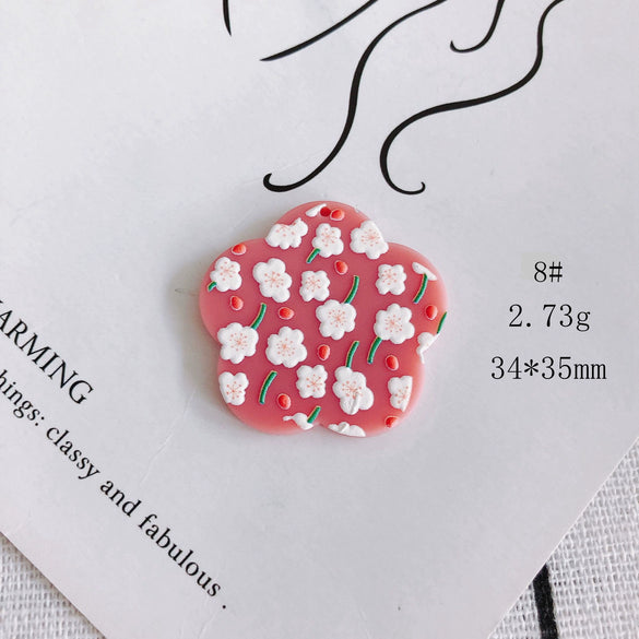 Wholesale Acrylic Cute Cartoon Flower Three Dimensional Relief Small Pendant Earrings Jewelry Accessories