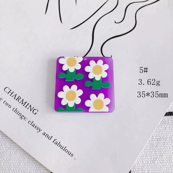 Wholesale Acrylic Cute Cartoon Flower Three Dimensional Relief Small Pendant Earrings Jewelry Accessories