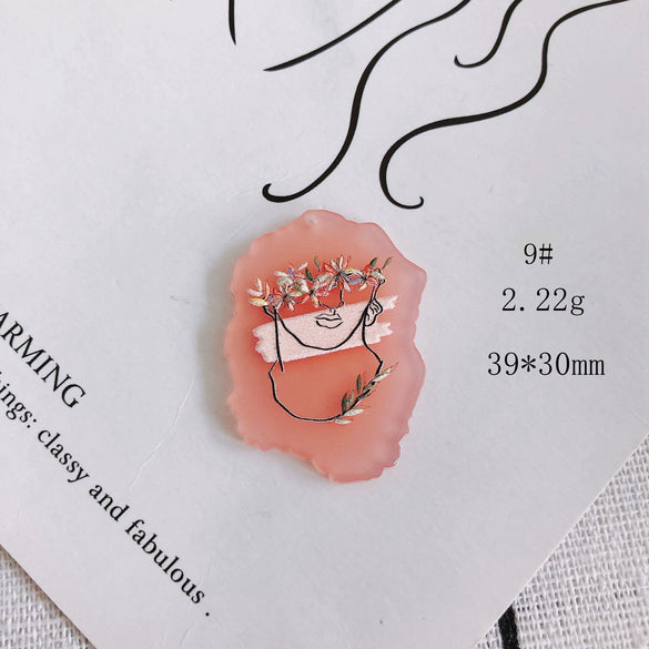 Wholesale Acrylic Cute Cartoon Flower Three Dimensional Relief Small Pendant Earrings Jewelry Accessories