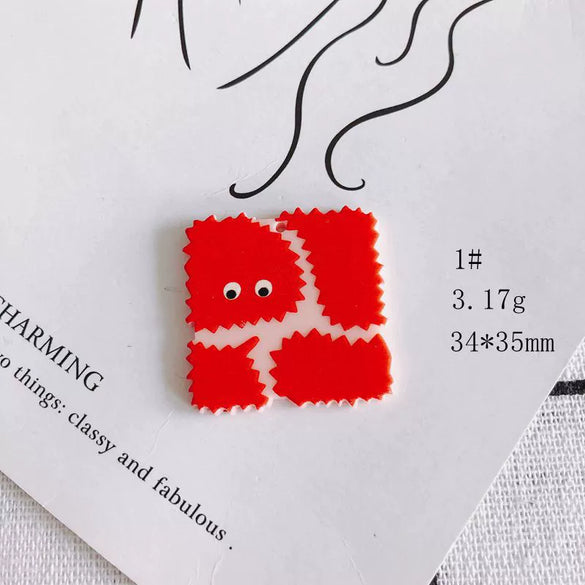 Wholesale Acrylic Cute Cartoon Flower Three Dimensional Relief Small Pendant Earrings Jewelry Accessories