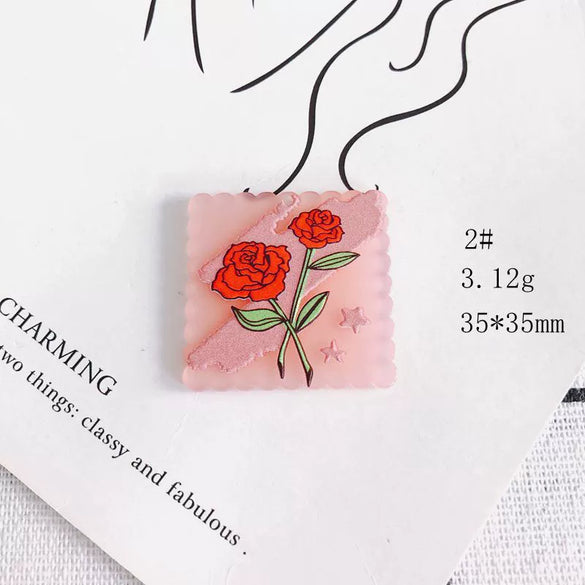 Wholesale Acrylic Cute Cartoon Flower Three Dimensional Relief Small Pendant Earrings Jewelry Accessories