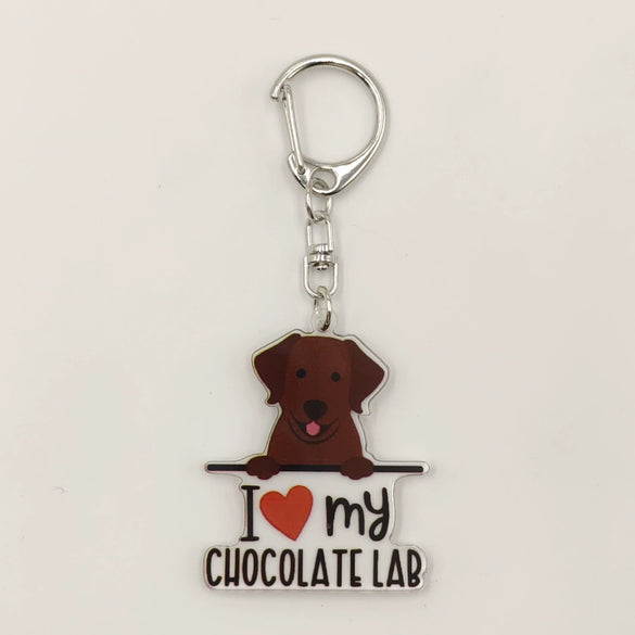 Wholesale Acrylic 2D Keychain With Uv Color Printing For Pet Dog Breed I Love My West Golden Retriever