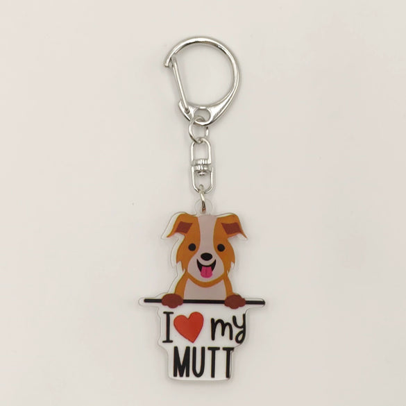 Wholesale Acrylic 2D Keychain With Uv Color Printing For Pet Dog Breed I Love My West Golden Retriever