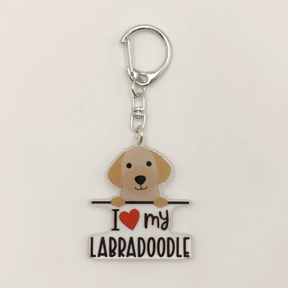 Wholesale Acrylic 2D Keychain With Uv Color Printing For Pet Dog Breed I Love My West Golden Retriever