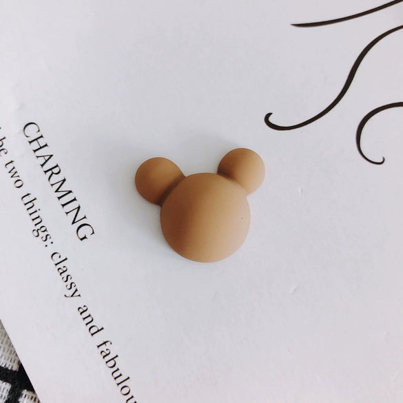 Wholesale Acrylic Diy Accessories Matte Frosted Rubber Painted Micky Head Patch Hairpin With Environmental Protection Treatment