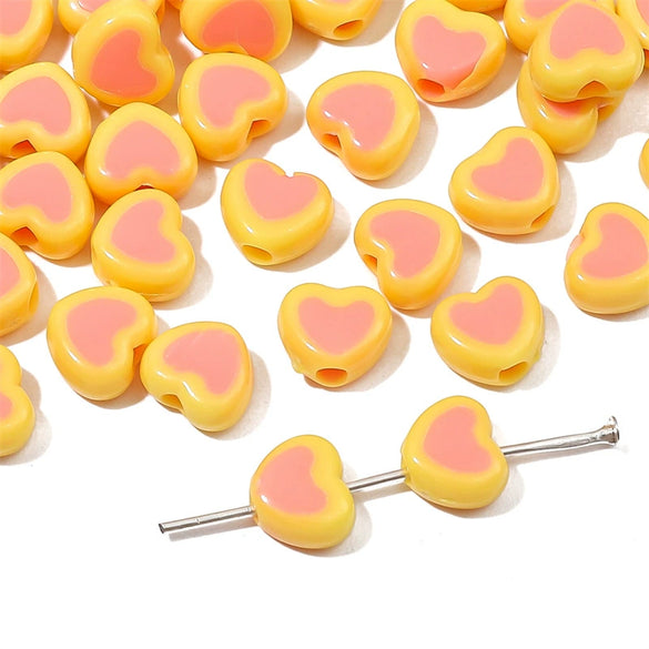 Wholesale Acrylic Double Color Love Loose Beads Handmade Diy Beaded Jewelry Accessories For Bracelets And Necklaces Lovely Style