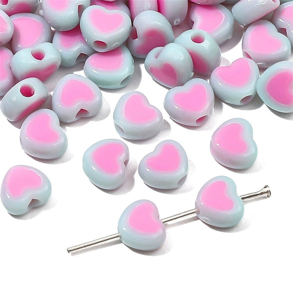 Wholesale Acrylic Double Color Love Loose Beads Handmade Diy Beaded Jewelry Accessories For Bracelets And Necklaces Lovely Style