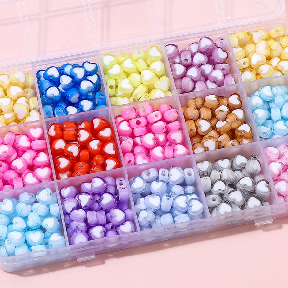 Wholesale Acrylic Double Color Love Loose Beads Handmade Diy Beaded Jewelry Accessories For Bracelets And Necklaces Lovely Style