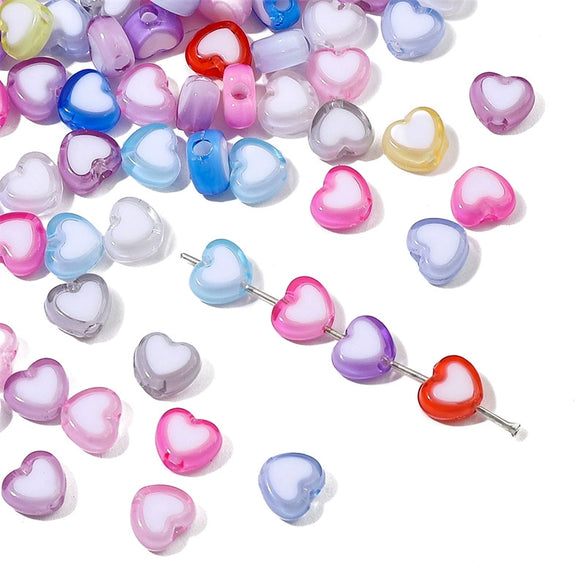 Wholesale Acrylic Double Color Love Loose Beads Handmade Diy Beaded Jewelry Accessories For Bracelets And Necklaces Lovely Style