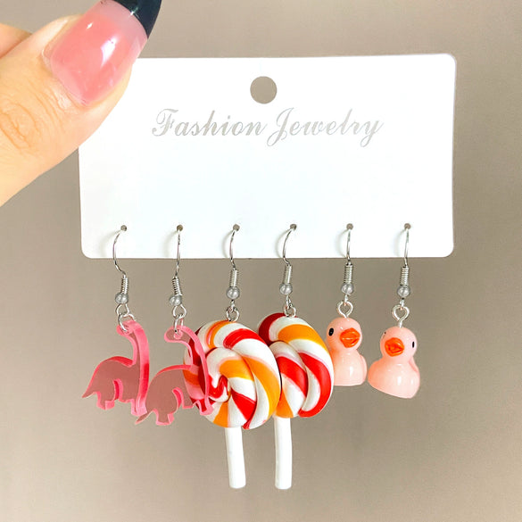 Wholesale Acrylic Earrings Set With Cartoon Butterfly Frog Yellow Duck Animal Patterns