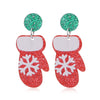 Wholesale Acrylic Geometric Christmas Cartoon Mini Snowman Christmas Tree Boots Gloves Snowflake Earrings For Women