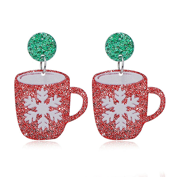 Wholesale Acrylic Geometric Christmas Cartoon Mini Snowman Christmas Tree Boots Gloves Snowflake Earrings For Women