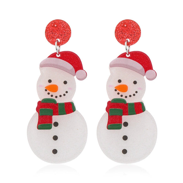 Wholesale Acrylic Geometric Christmas Cartoon Mini Snowman Christmas Tree Boots Gloves Snowflake Earrings For Women
