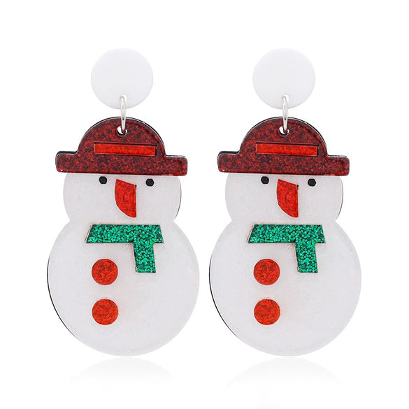 Wholesale Acrylic Geometric Christmas Cartoon Mini Snowman Christmas Tree Boots Gloves Snowflake Earrings For Women
